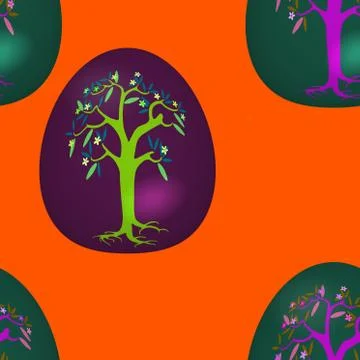 Seamless pattern with decorated Easter eggs Stock Illustration