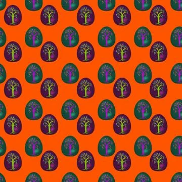 Seamless pattern with decorated Easter eggs Stock Illustration