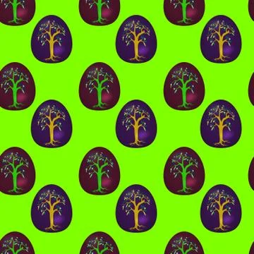 Seamless pattern with decorated Easter eggs 스톡 일러스트