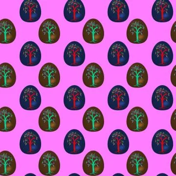 Seamless pattern with decorated Easter eggs イラスト素材