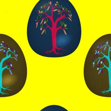 Seamless pattern with decorated Easter eggs Stock Illustration
