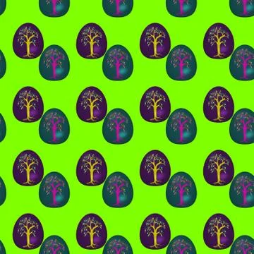 Seamless pattern with decorated Easter eggs Stock Illustration