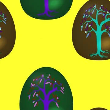 Seamless pattern with decorated Easter eggs Stock Illustration
