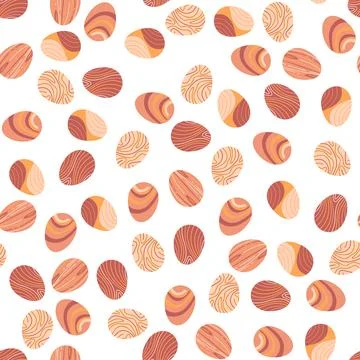 Seamless pattern with decorated eggs in boho style on white background for Stock Illustration