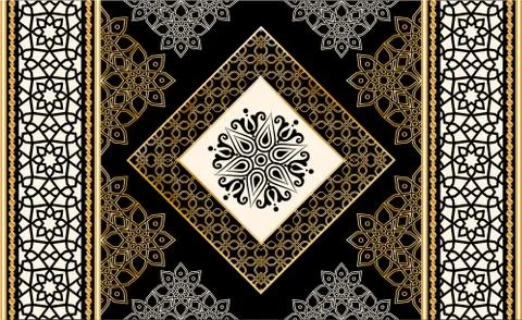 Seamless pattern decorated with precious stones, gold chains and pearls. Stock Illustration