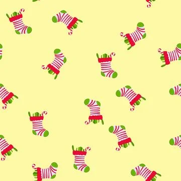 Seamless pattern decoration christmas sock cartoon vector 库存插图