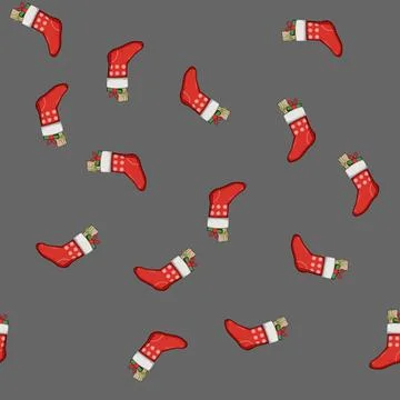 Seamless pattern decoration christmas sock cartoon vector 스톡 일러스트