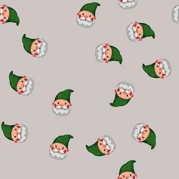 Seamless pattern decoration garden gnome cartoon vector Stock Illustration
