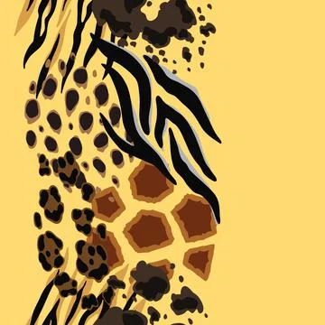 Seamless pattern with decorative animal print. African savannah fauna stylized Illustrazione stock