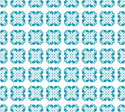 Seamless Pattern of Decorative Blue Square Shapes with Polka Dot Center on .. Stock Illustration