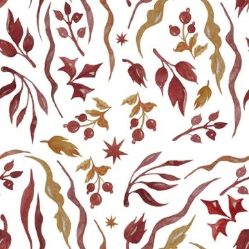 Seamless pattern. Decorative botanical elements of plants - a variety of yellow Stock Illustration