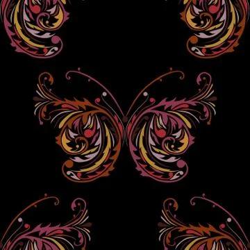 Seamless pattern with decorative butterflies Stock Illustration
