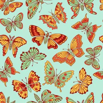 Seamless pattern with decorative butterflies Stock Illustration
