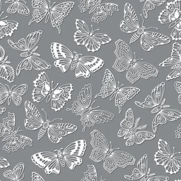 Seamless pattern with decorative butterflies Illustrazione stock