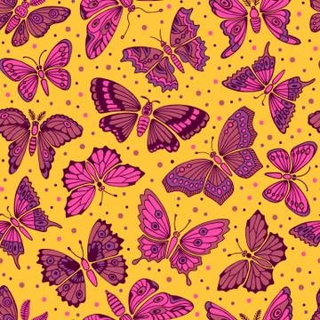 Seamless pattern with decorative butterflies Stock Illustration