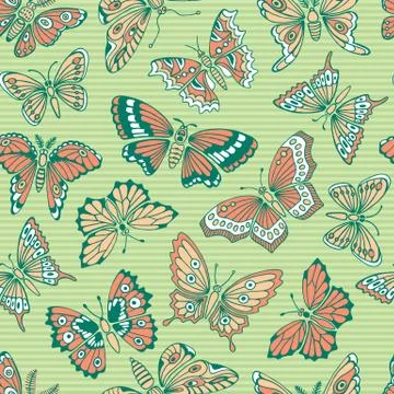 Seamless pattern with decorative butterflies Stock Illustration