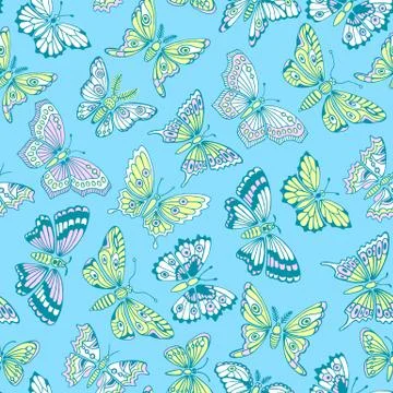 Seamless pattern with decorative butterflies Stock Illustration