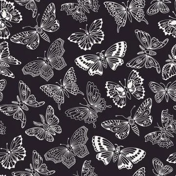 Seamless pattern with decorative butterflies Stock Illustration