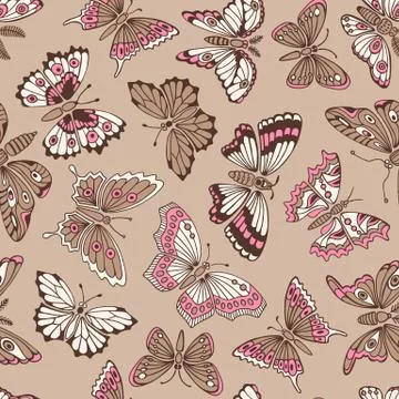 Seamless pattern with decorative butterflies Illustrazione stock