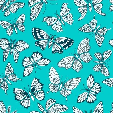 Seamless pattern with decorative butterflies Stock Illustration