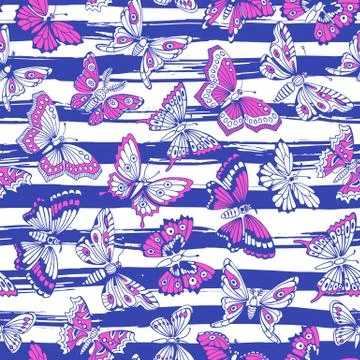 Seamless pattern with decorative butterflies Stock Illustration