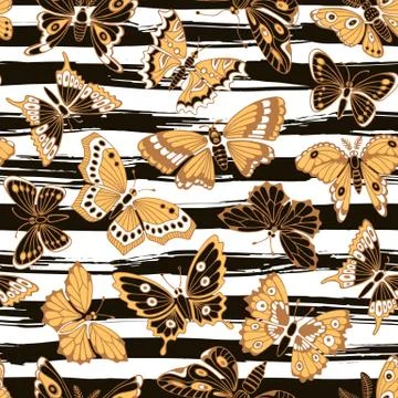 Seamless pattern with decorative butterflies Stock Illustration