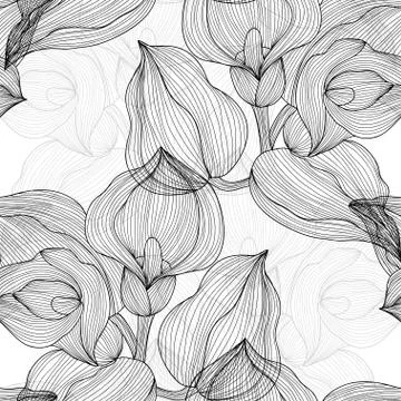 Seamless pattern with decorative calla, for invitations, cards, scrapbooking Stock Illustration