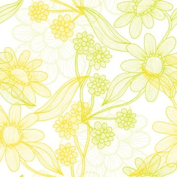 Seamless pattern with decorative camomiles, for invitations, cards, scrapbook Stock Illustration