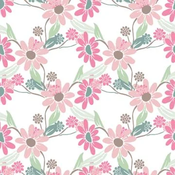 Seamless pattern with decorative camomiles, for invitations, cards, scrapbooking Illustrazione stock