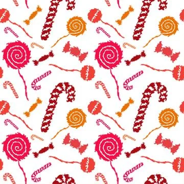 Seamless pattern with decorative candies, for invitations, cards, scrapbooking Stock Illustration