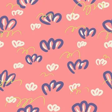 Seamless pattern with decorative carved ornament and stylized pink and white Stock Illustration
