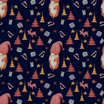 Seamless pattern with decorative Christmas illustrations. Sweets and a fabulous Stock Illustration