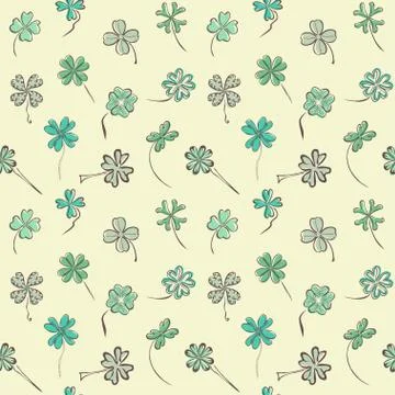 Seamless pattern with decorative clovers, for invitations, cards, scrapbooking Stock Illustration