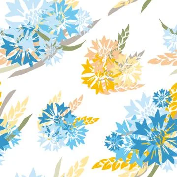 Seamless pattern decorative cornflowers for invitations, cards, scrapbooking Stock Illustration