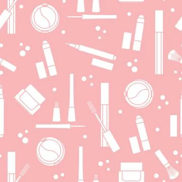 Seamless pattern of decorative cosmetics. Stock Illustration