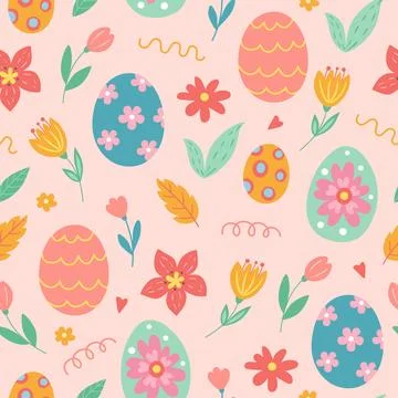 Seamless pattern with decorative Easter eggs Stock Illustration