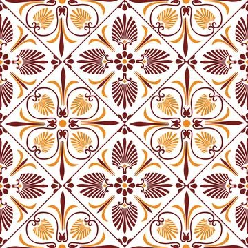 Seamless pattern with decorative elements in the style of the Renaissance.  Stock Illustration