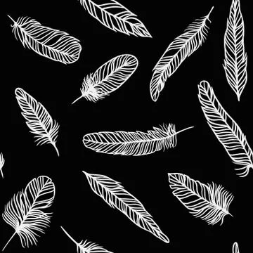 Seamless pattern with decorative feather background vector illustration Stock Illustration