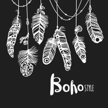 Seamless pattern with decorative feather background vector illustration Illustrazione stock