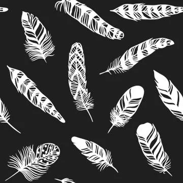 Seamless pattern with decorative feather background vector illustration Stock Illustration