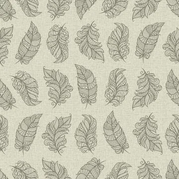 Seamless pattern with decorative feathers.  Stock Illustration