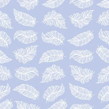 Seamless pattern with decorative feathers.  Stock Illustration