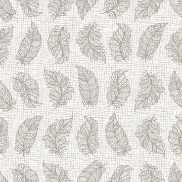 Seamless pattern with decorative feathers.  Stock Illustration