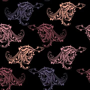 Seamless pattern with decorative fishes Stock Illustration