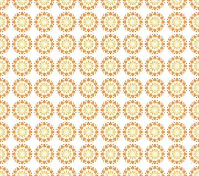 Seamless Pattern of Decorative Floral Orange and Yellow Floral Mandala Shap.. Stock Illustration