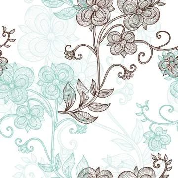 Seamless pattern with decorative flowers, for invitations, cards, scrapbooking Stock Illustration