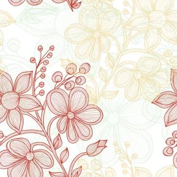 Seamless pattern with decorative flowers, for invitations, cards, scrapbooking Stock Illustration