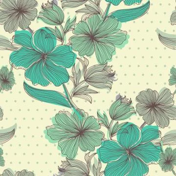 Seamless pattern with decorative flowers, for invitations, cards, scrapbooking Stock Illustration