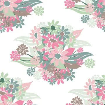 Seamless pattern with decorative flowers, for invitations, cards, scrapbooking Stock Illustration