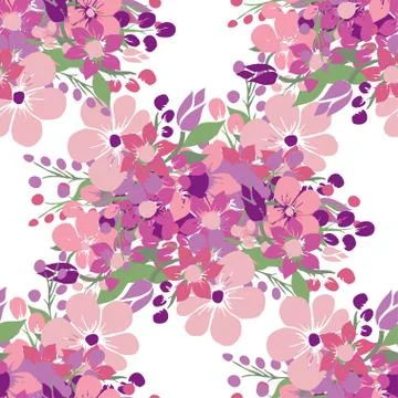Seamless pattern with decorative flowers, for invitations, cards, scrapbooking Stock Illustration